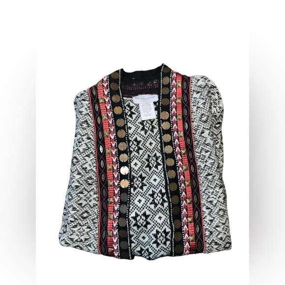 SOFT SURROUNDINGS - Boho Knit Open Front Cardigan Sweater – Tribal Aztec Pattern - Picture 4 of 6